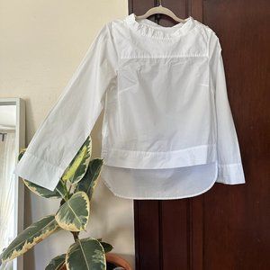 JCREW Bell Sleeve White Mock Collar Shirt